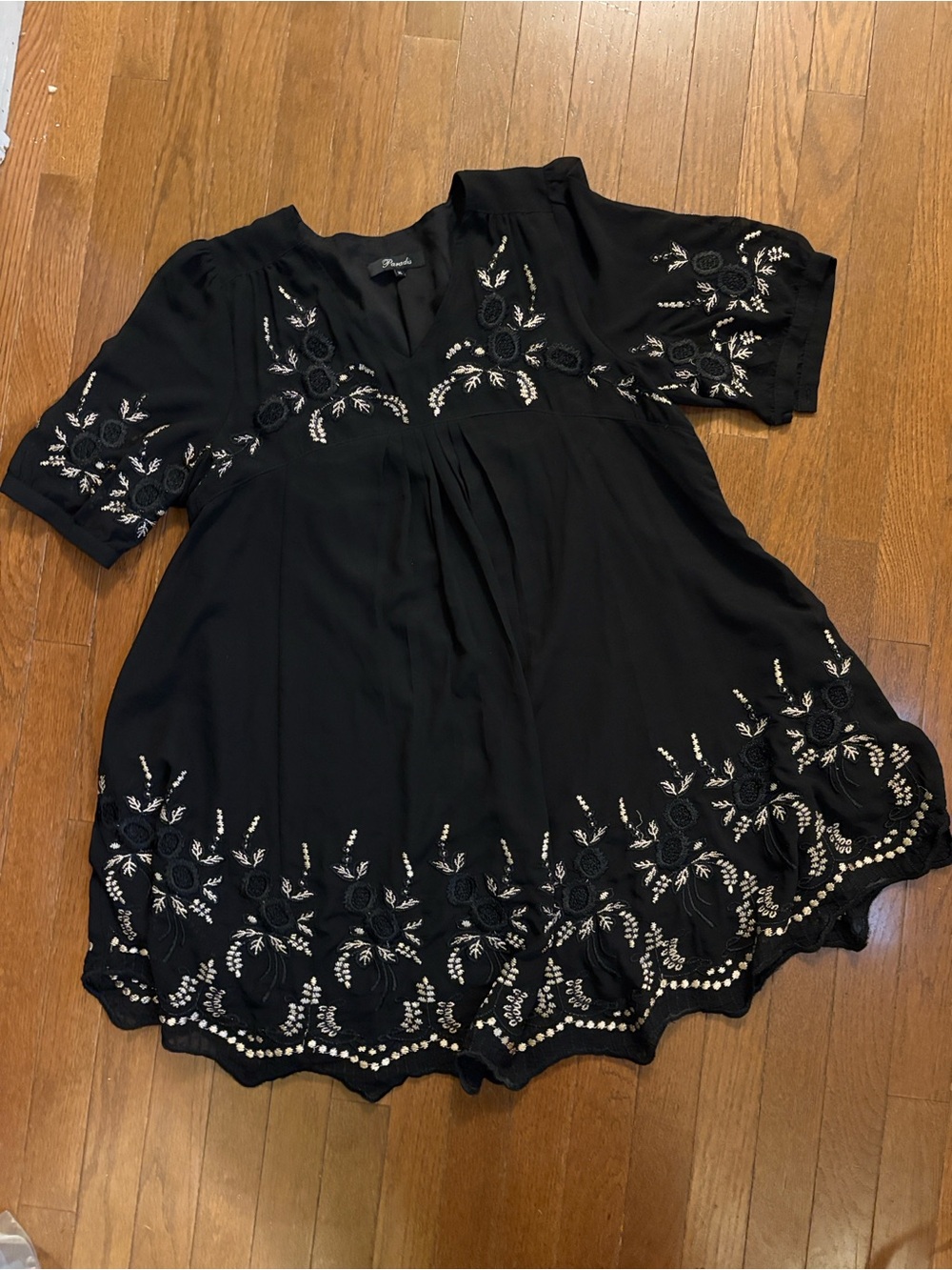 Black Embroidered V-Neck Women’s dress
